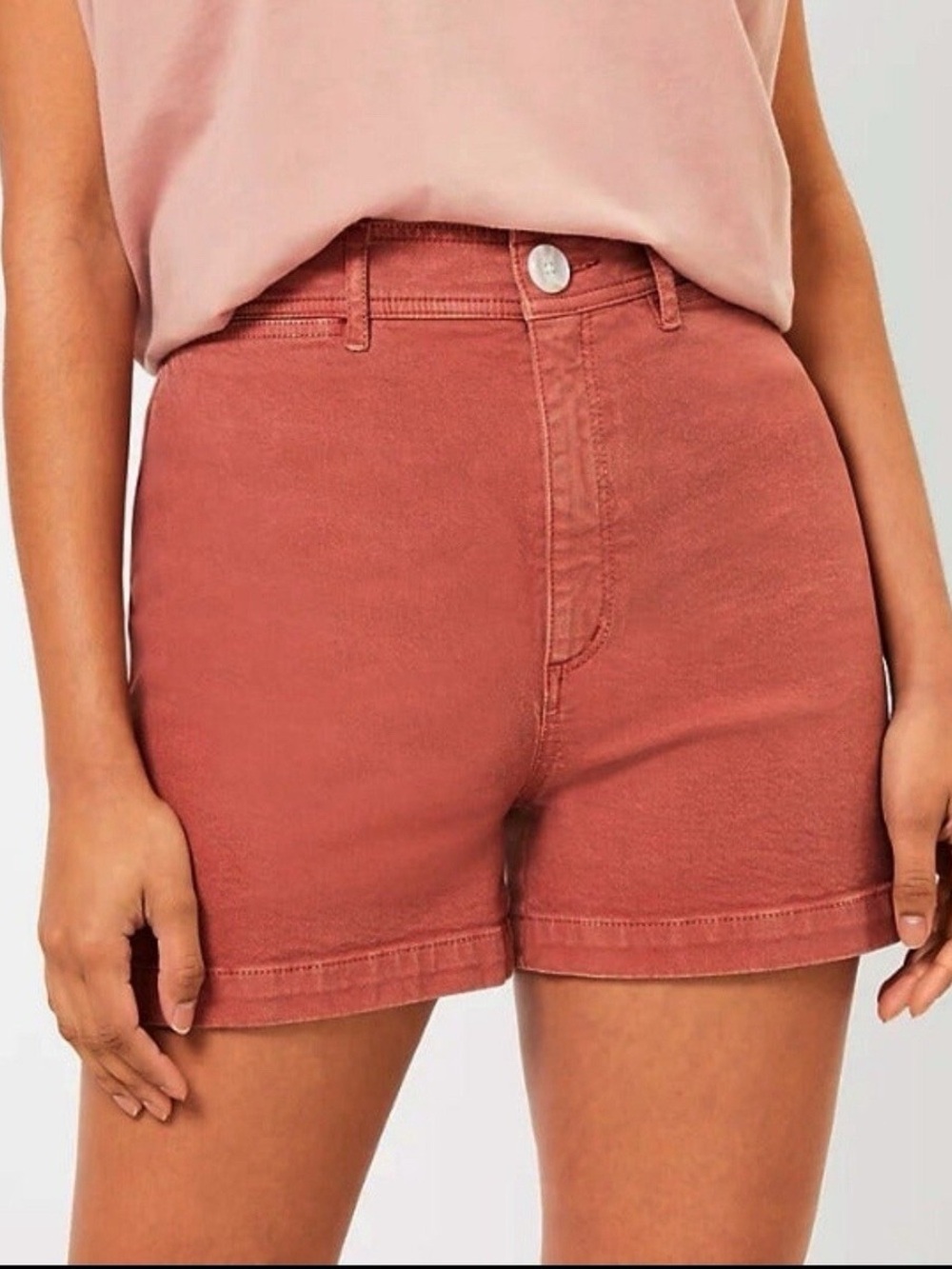 LOFT High-Rise Rust Rose Denim Shorts
